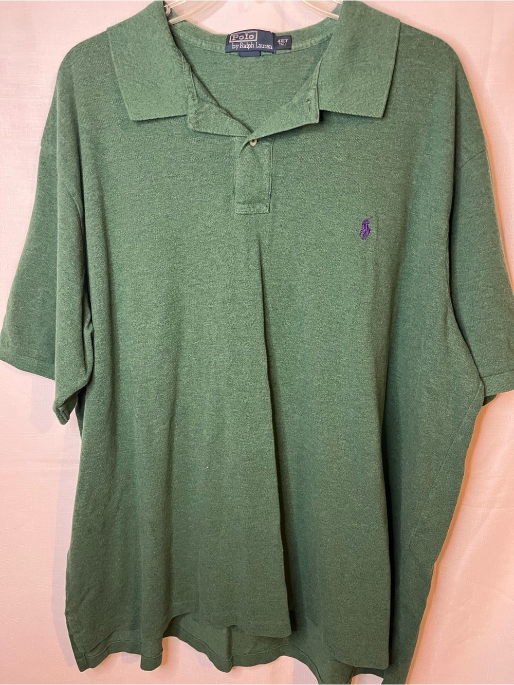 Polo by Ralph Lauren Men's Heathered Green Polo with Purple Pony 4xlt